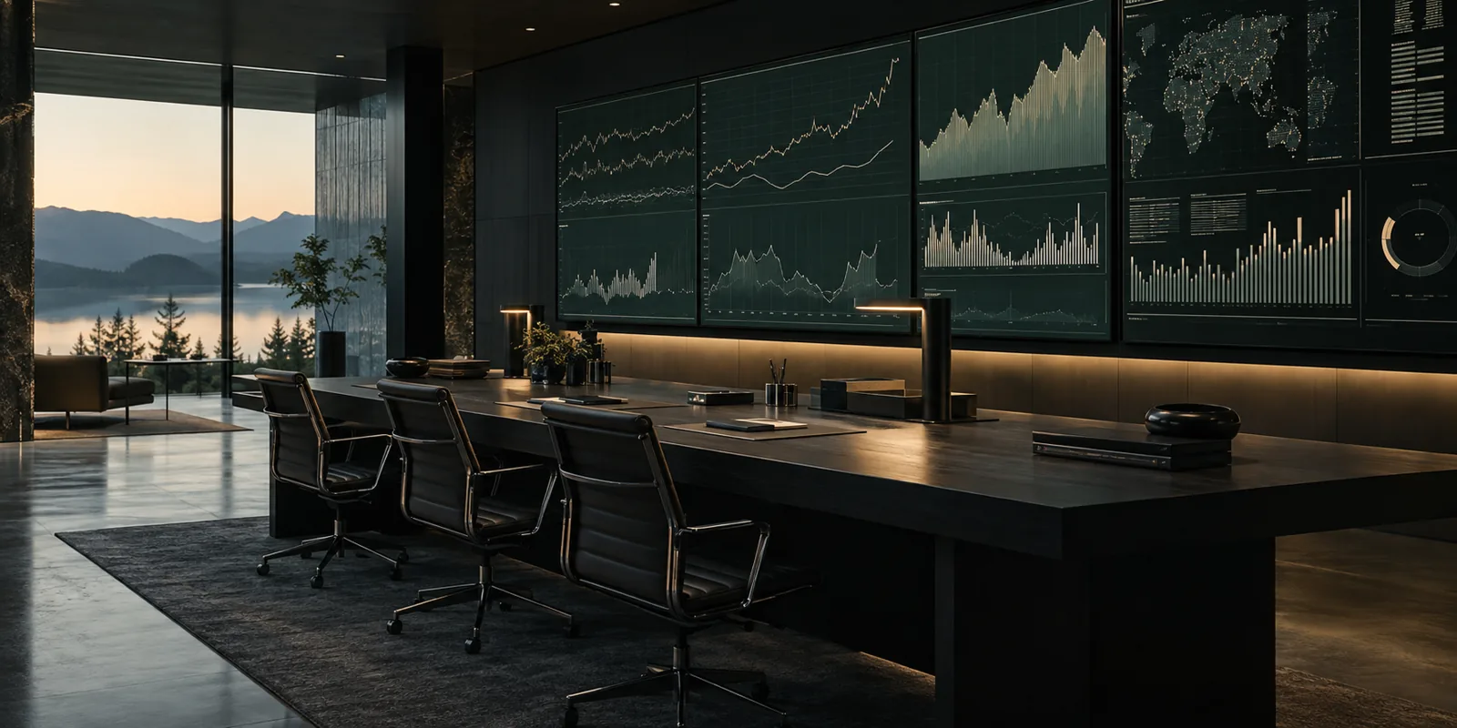 Editorial visualization of a market research workspace